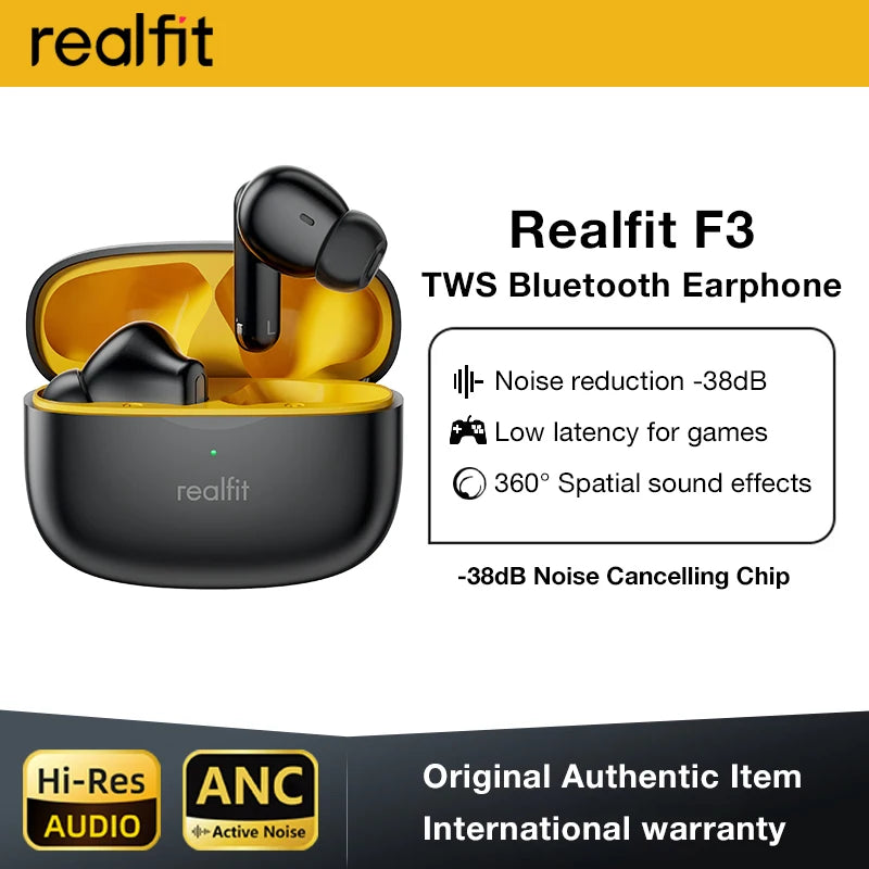 Fone Bluetooth Realfit F3 Com Cancelamento De Ruido, Com Alta Qualidade de Som