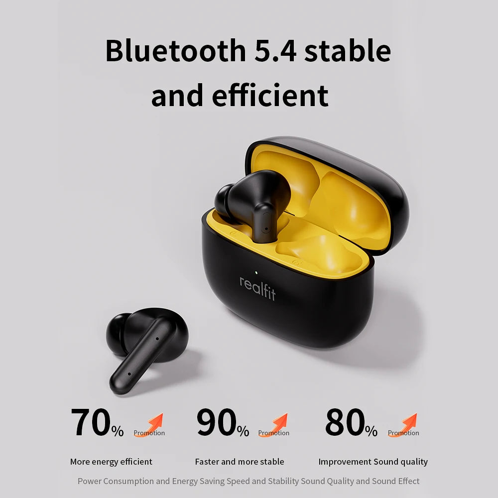 Fone Bluetooth Realfit F3 Com Cancelamento De Ruido, Com Alta Qualidade de Som
